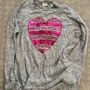 Girls gap sequence top. Grey and pink long sleeve